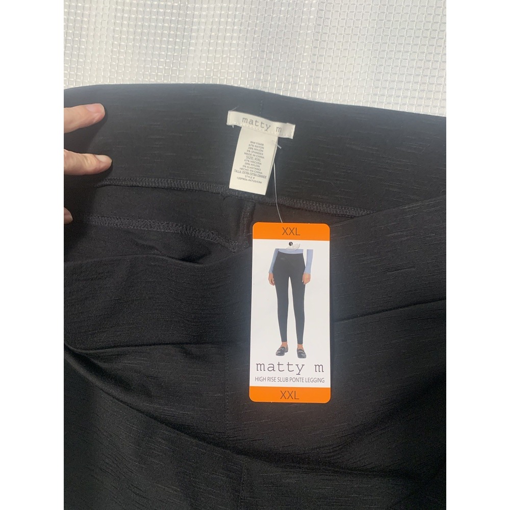 (G-218)Matty M High Rise Slub Ponte Leggings – Size XXL – Black – New With Tags‎ - Picture 7 of 7